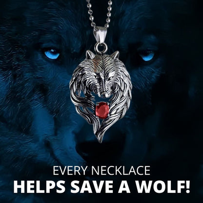 "Save A Wolf" Crystal Necklace